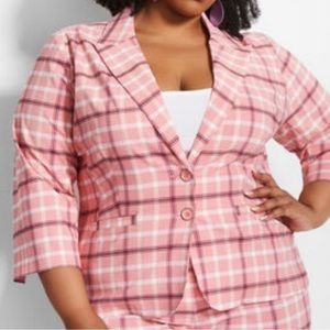 ASHLEY STERWART pink plaid stretch blazer